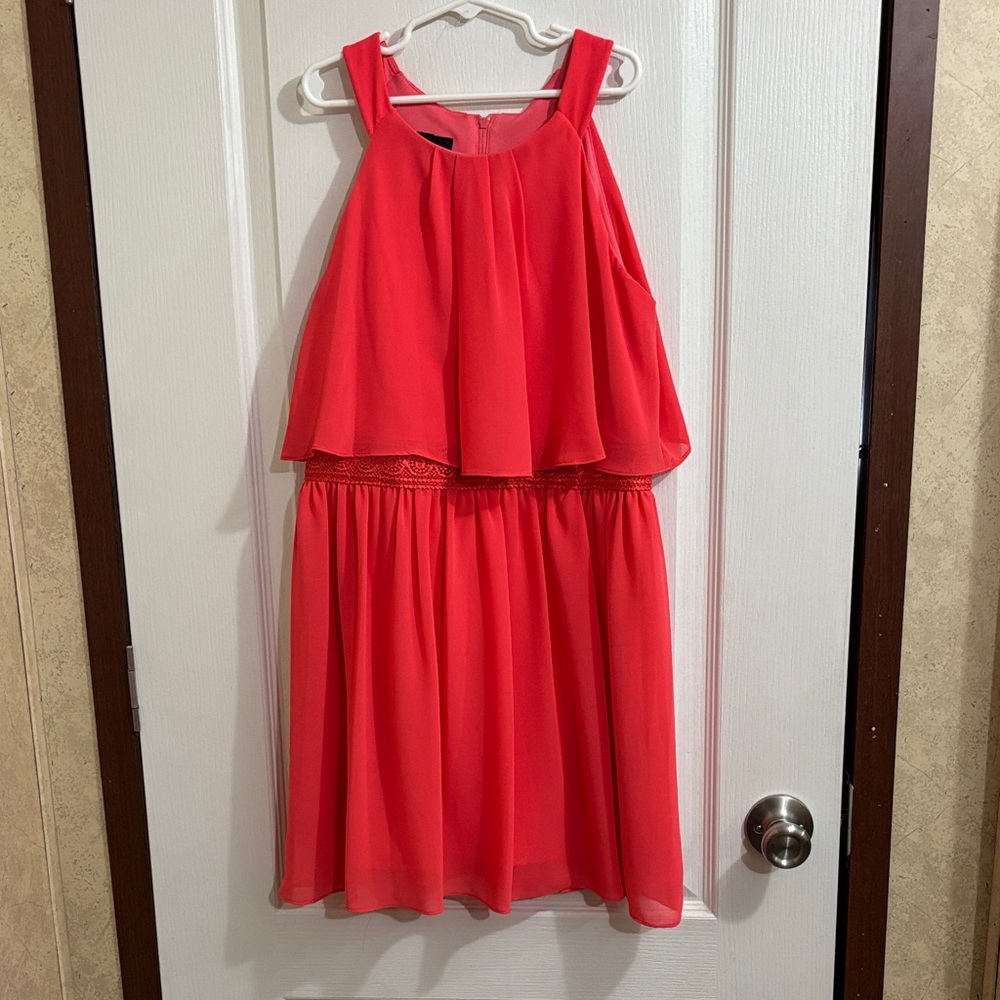 Vibrant Coral Sleeveless Kids Dress